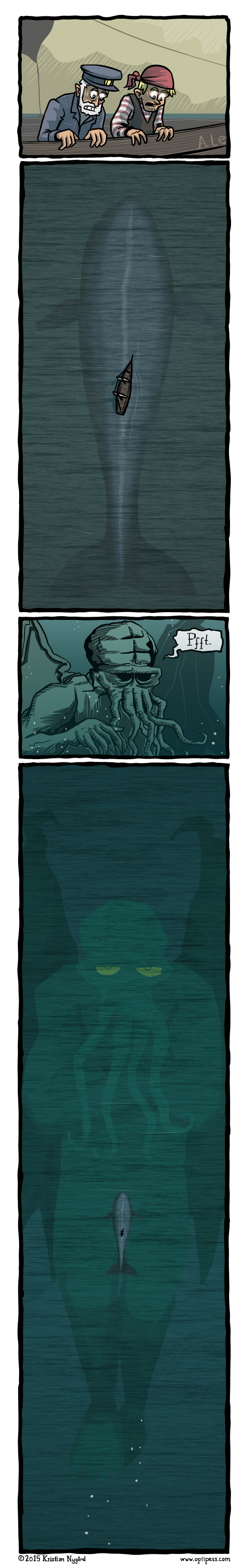 The seamen instantly went insane just as soon as they saw Cthulhu’s massive, impressive… eyes.