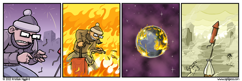 Yes, yes, physicist readers, I know the flames in the third panel wouldn't behave like that.