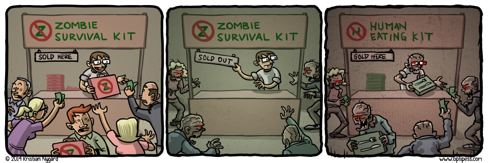 The zombies used brain chunks as currency for a while, until it started rotting away in brain banks.