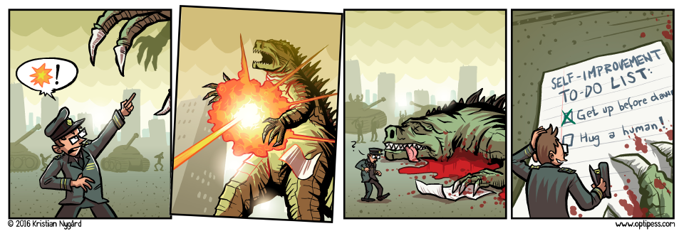 Goodzilla had just read the radioactive version of David Allenâ€™s â€Getting Things Doneâ€.