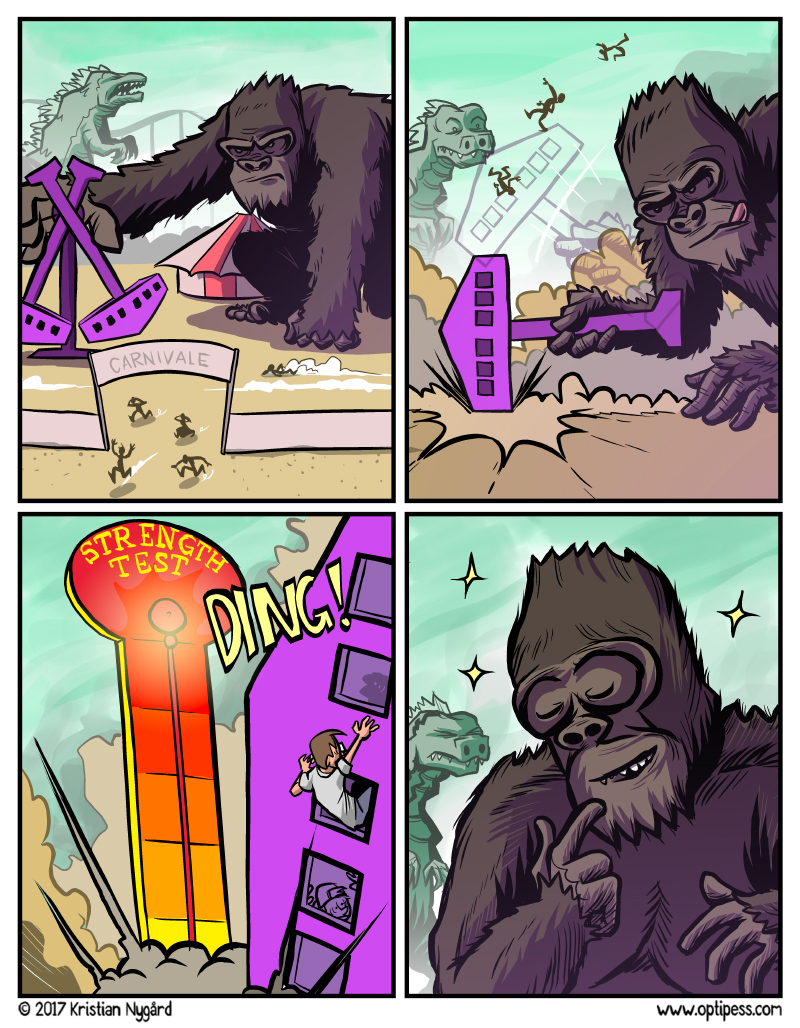 It was a last minute decision to add King Kong to this comic. It was originally MC Hammer.