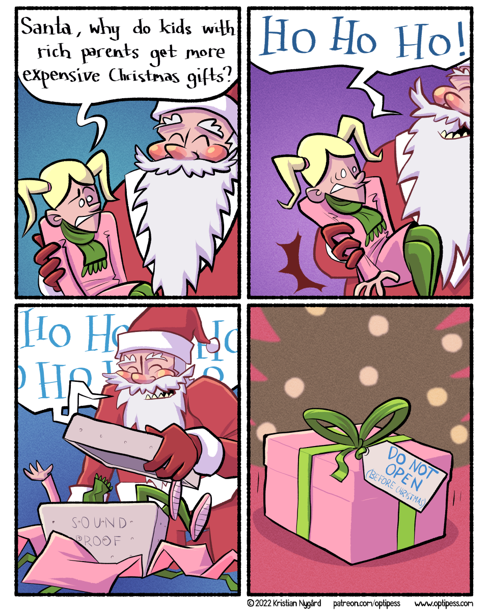 I guess the text in the first panel could be replaced with any other controversial Christmas question.