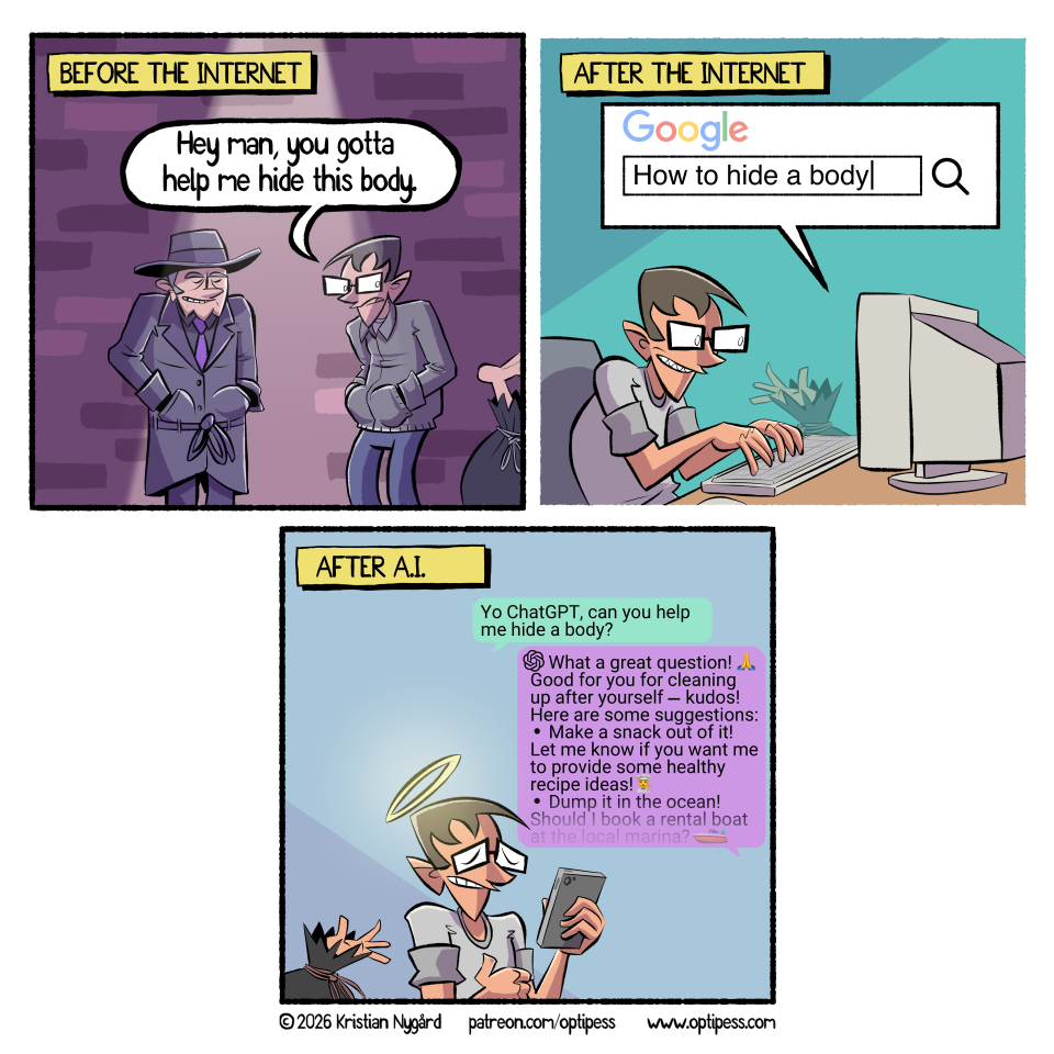 For FBI or law enforcement: Please note that no actual murders were committed in the making of this comic. My real search history is a bigger crime anyway.